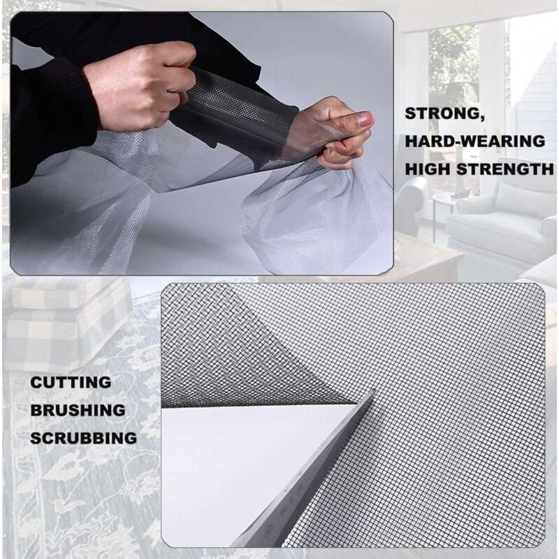 Moustiquaire Fenetre , Moustiquaire Autocollant pour Fenêtres, Maille Ajustable pour Insectes, Maille Transparente pour Chat, Moustiquaire (120150cm ) - 4