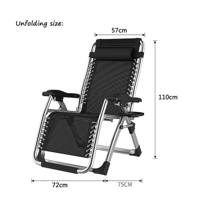 WoRaum Chaise Longue Jardin Pliable 200 Kg – Transat Inclinable Rembourré Avec Tablette, Appui-Tête & Repose-Pieds, Gris