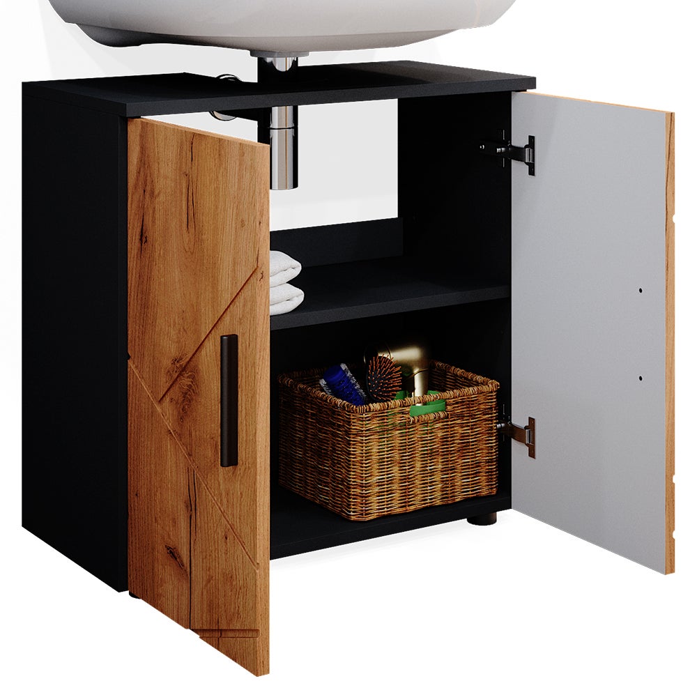 Vicco Meuble sous vasque simple Irma, Chêne doré/anthracite, 60x59cm - 6