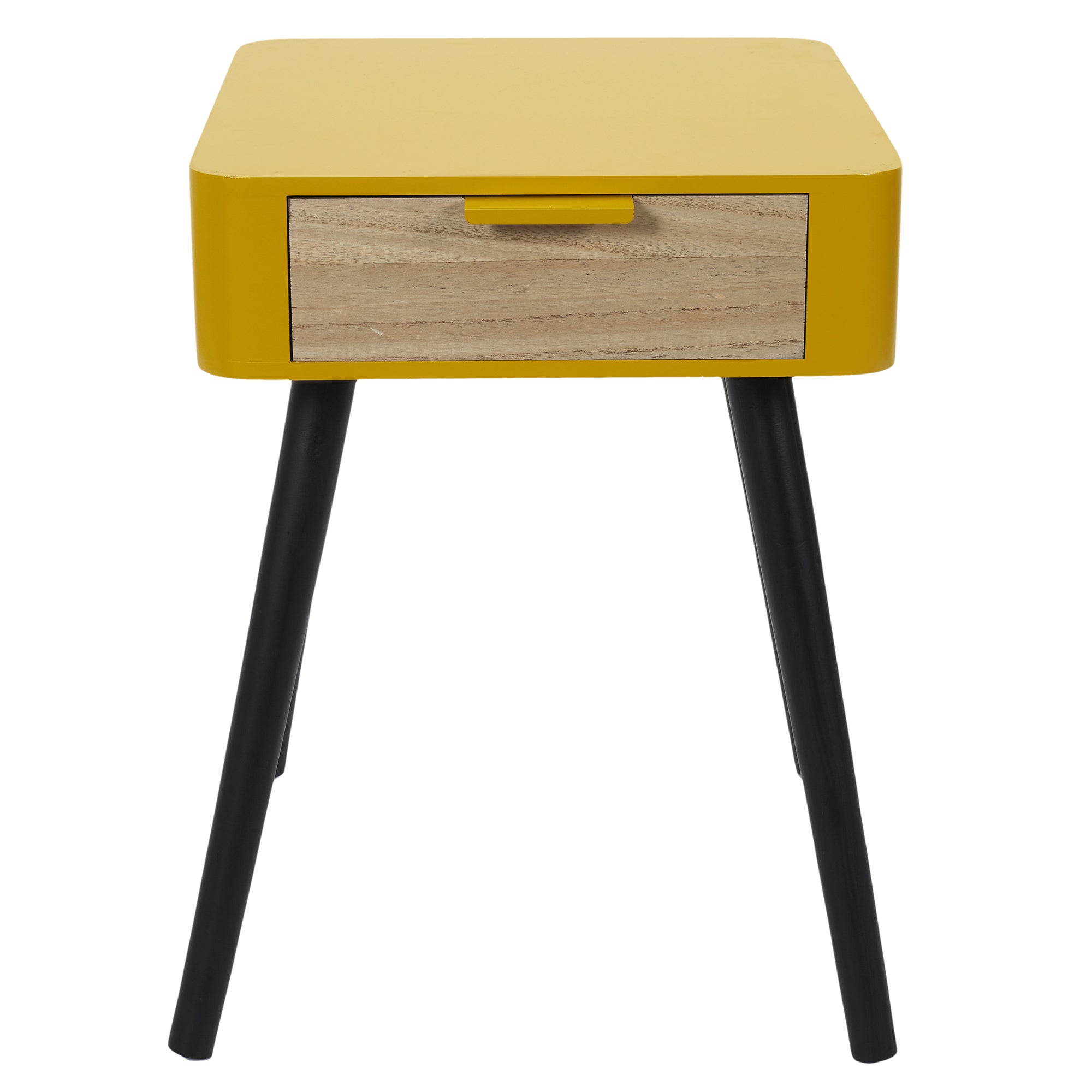 Table De Chevet - Home Deco Factory - 1 Tiroir - Bois - Jaune Moutarde - 2