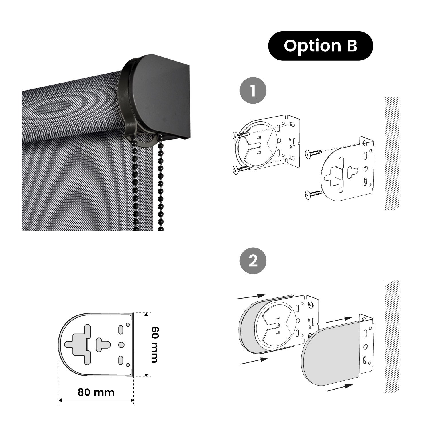 Estore rolo Screen Plus tubo 38 mm - proteção solar e térmica Cinzento escuro 180x250 cm - 8