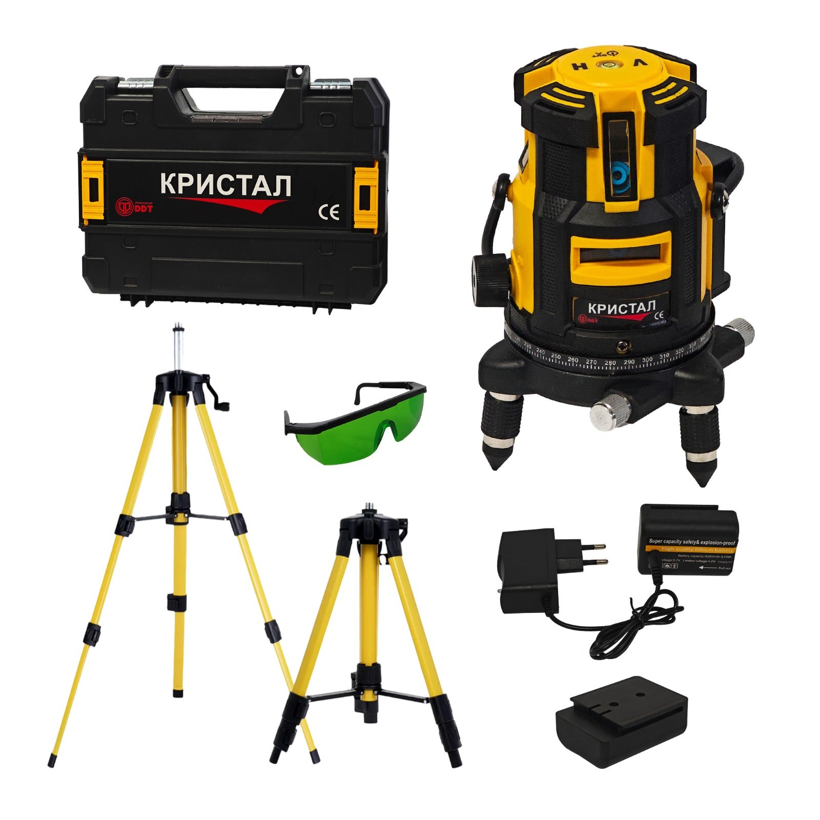 Nivela laser profesionala DDT KRISTAL, 12 linii, Fascicul verde, Trepied si valiza incluse