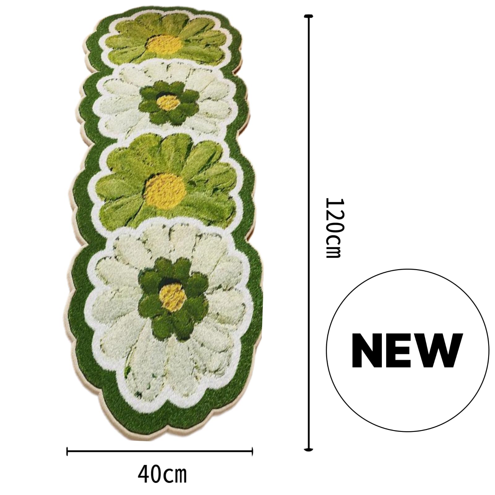 Tapis De Bain Antidérapant 40x120 Cm - Motif Marguerites - Microfibre Super Absorbante - Support TPR Antidérapant - 10