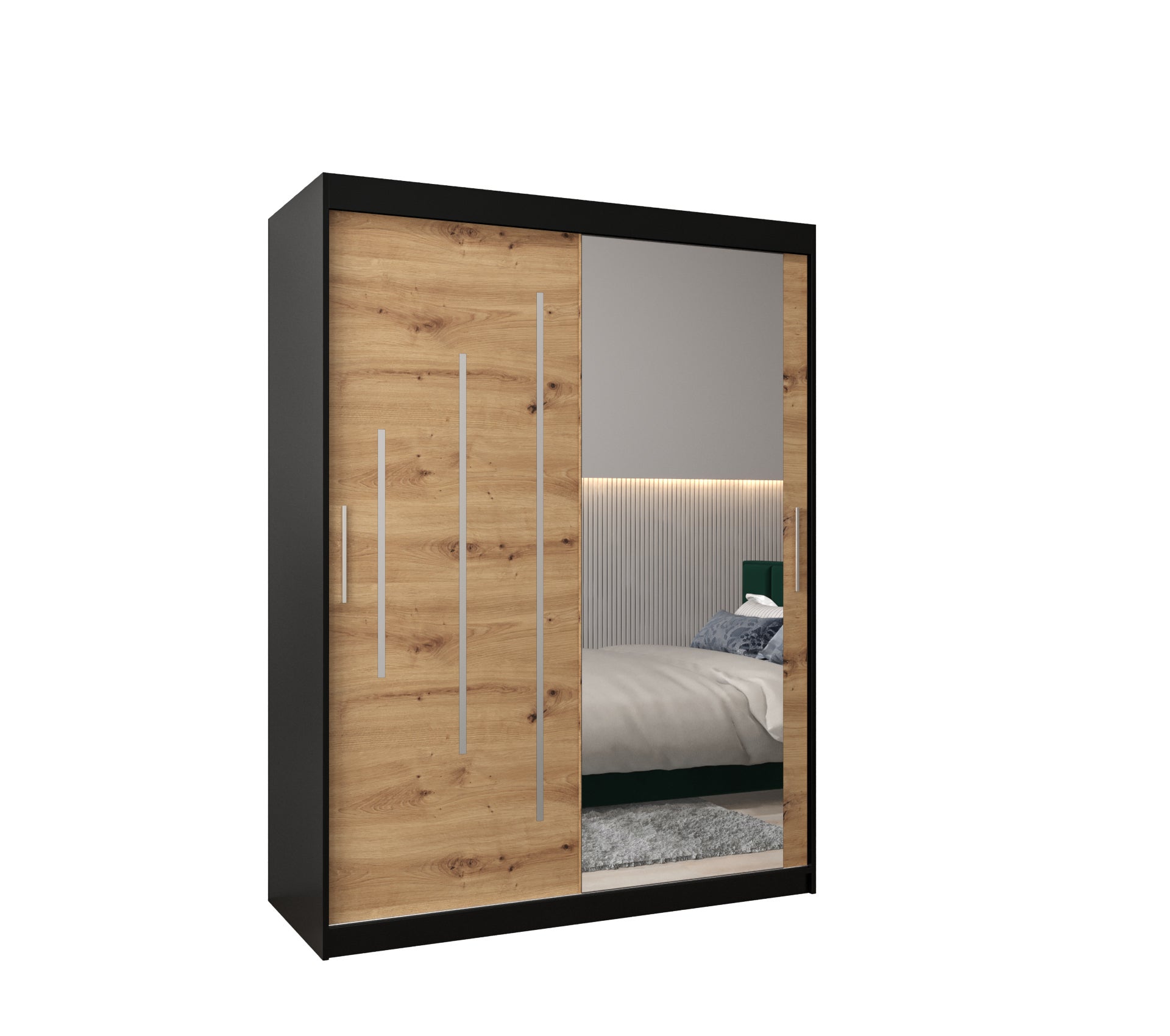 Szafa przesuwna garderoba York 2 150 x 62 x 200 cm Czarny + Artisan - Abiks Meble