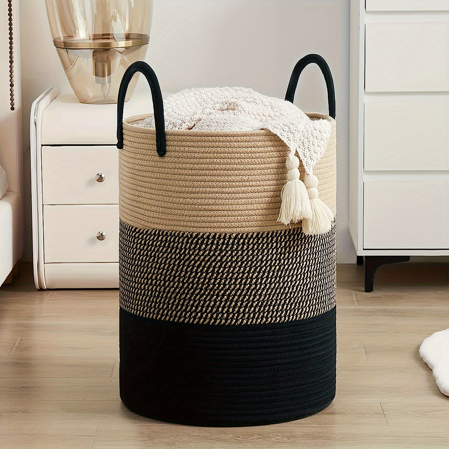 Panier De Rangement En Corde De Coton Tressé - Format Rectangulaire 18x14 Cm - Pour Jouets, Salle De Bain, Salon - 12