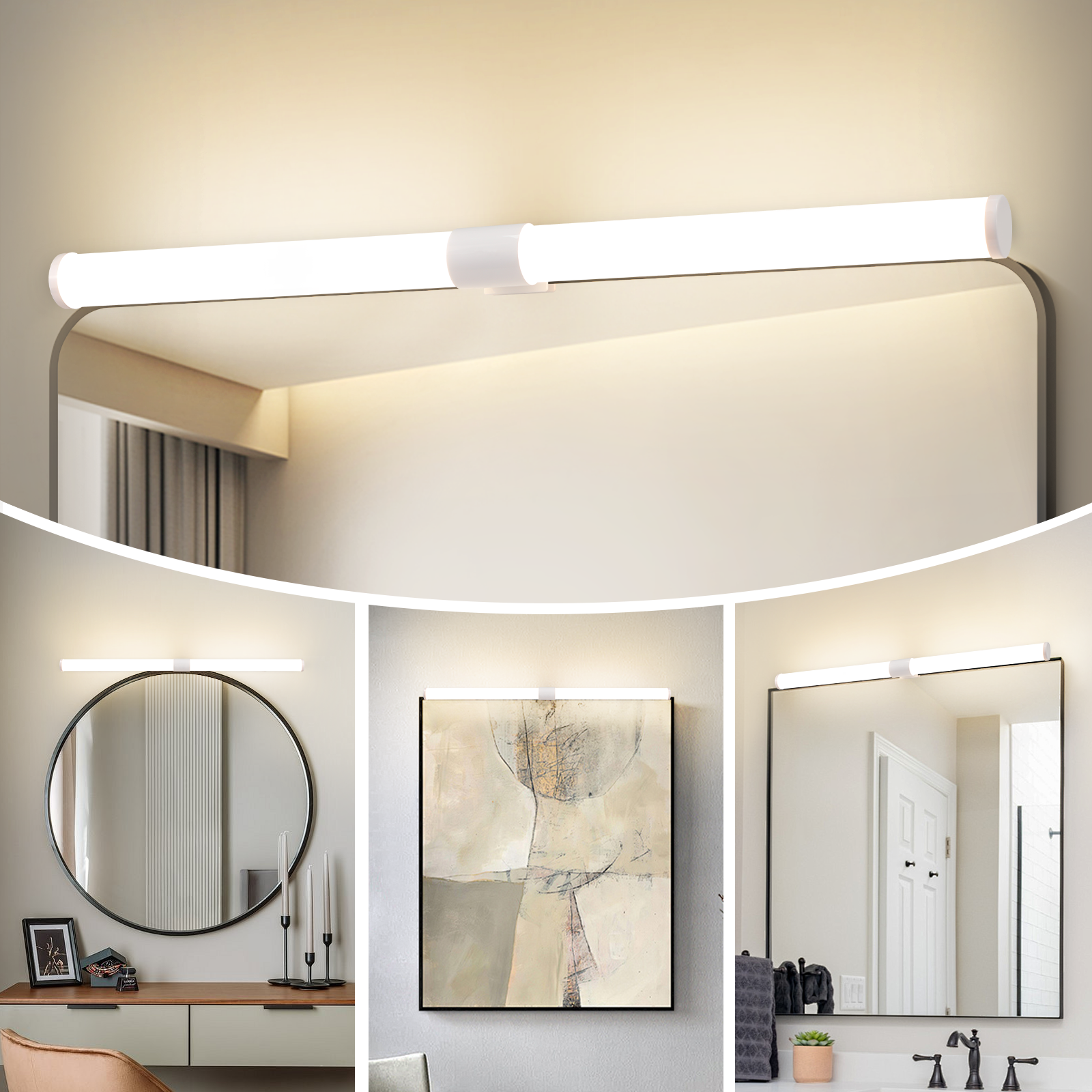 ZMH Lámpara LED para espejo de baño, blanca, 8 W, 4000 K, 60 cm - 4
