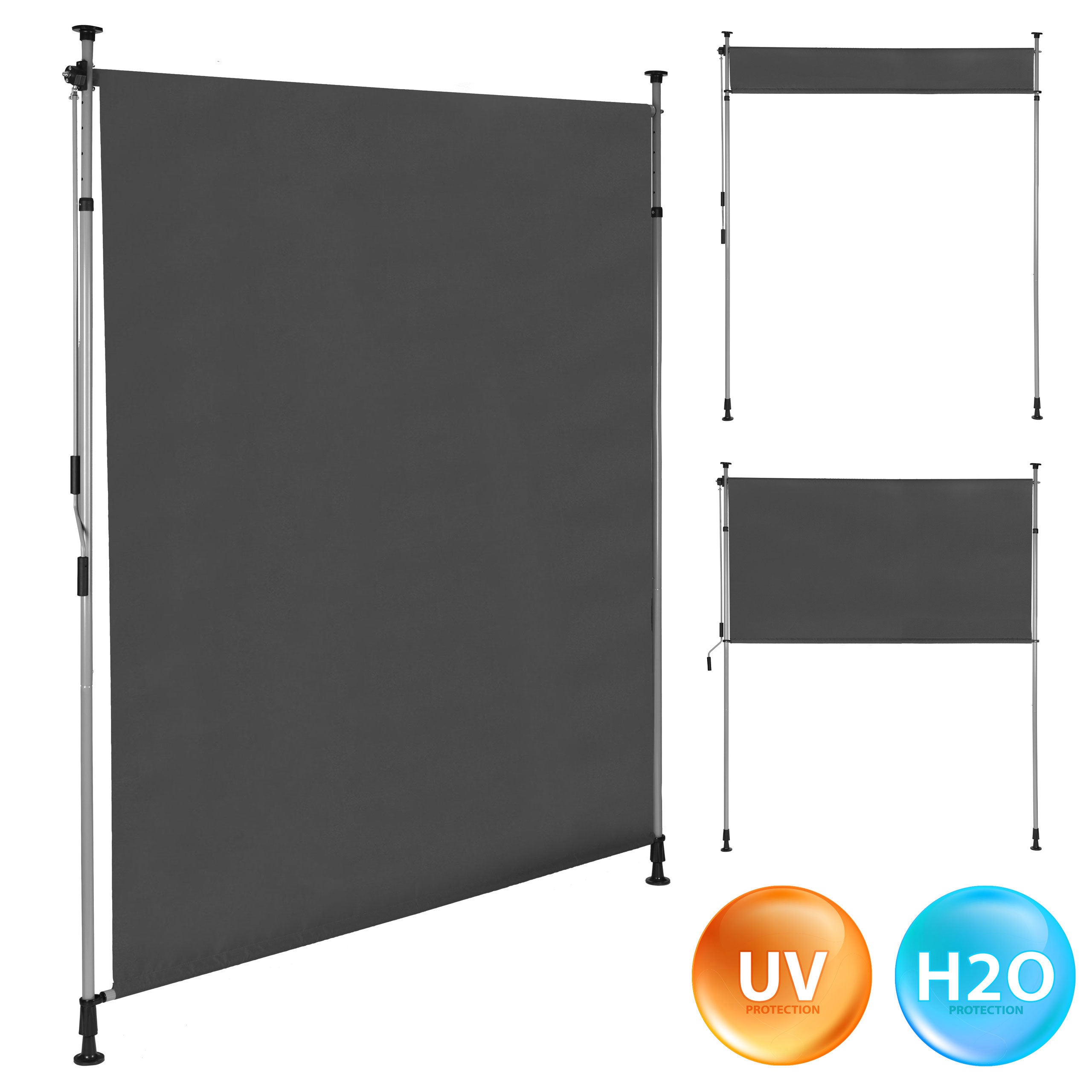 Markiza zaciskowa rozporowa roleta zwijana na korbkę regulacja wysokości antracyt MultiGarden