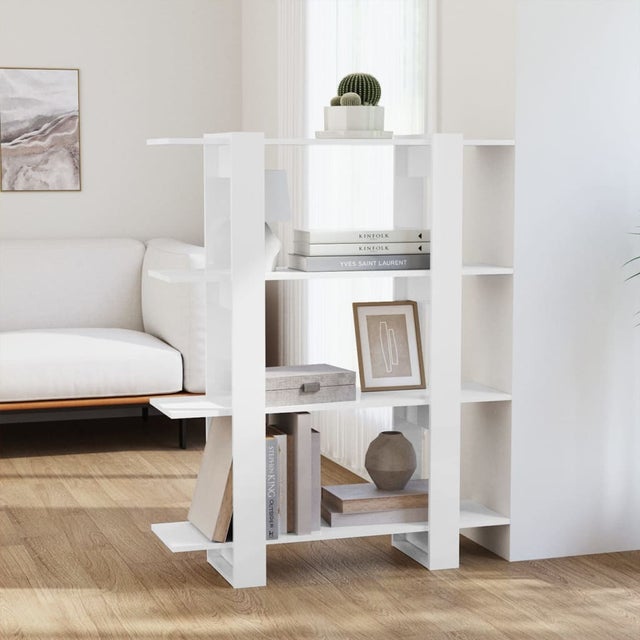 Libreria zig zag a 3 vani in legno bianco opaco 110x97 cm