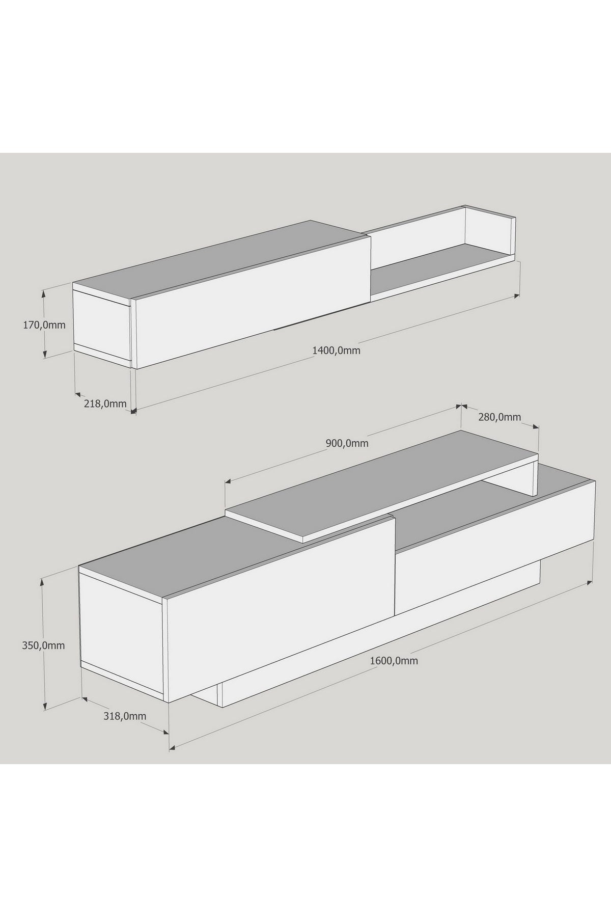 Parete Attrezzata Soggiorno 160 Cm Mobile Porta TV Con Ante Rovere E Bianco Elda - 4
