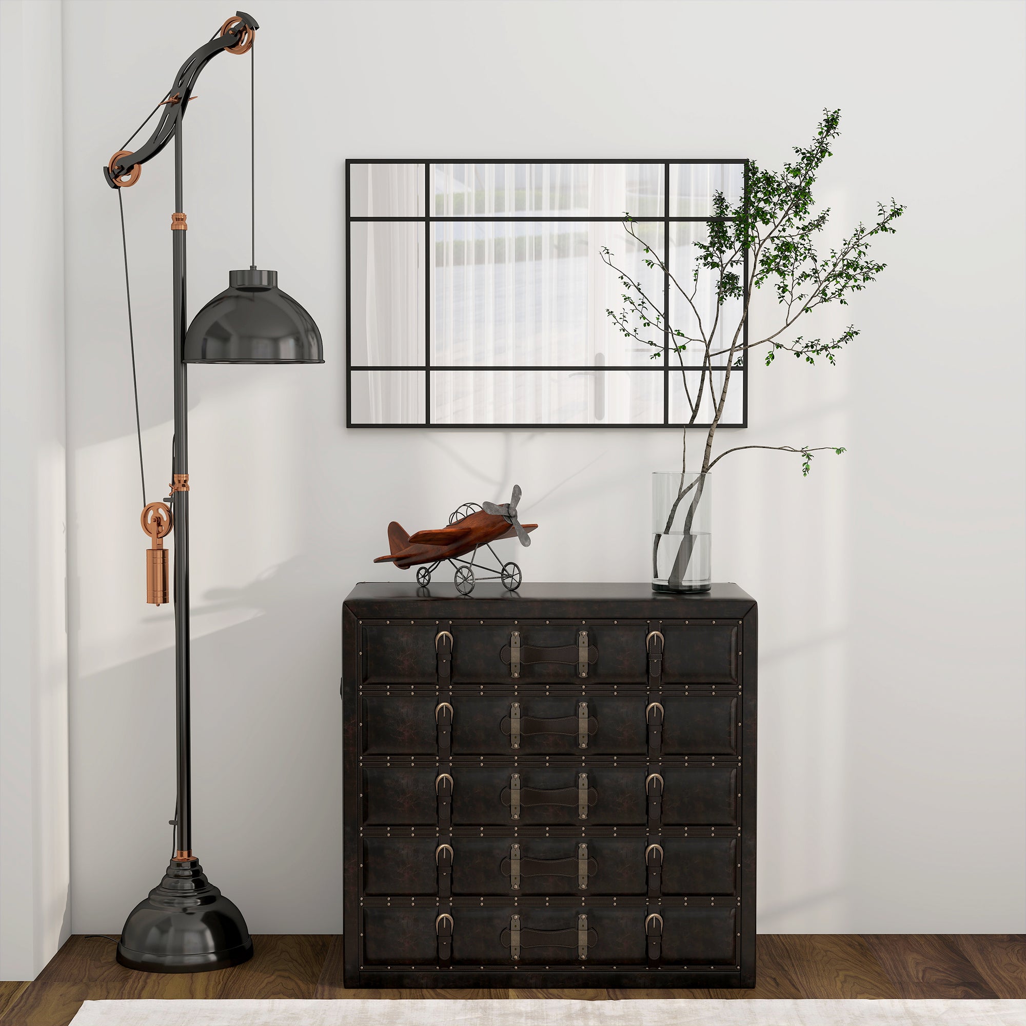 HOMCOM Specchio da Parete Stile Finestra con Montaggio Verticale e Orizzontale, 90x60 cm, Nero - 8