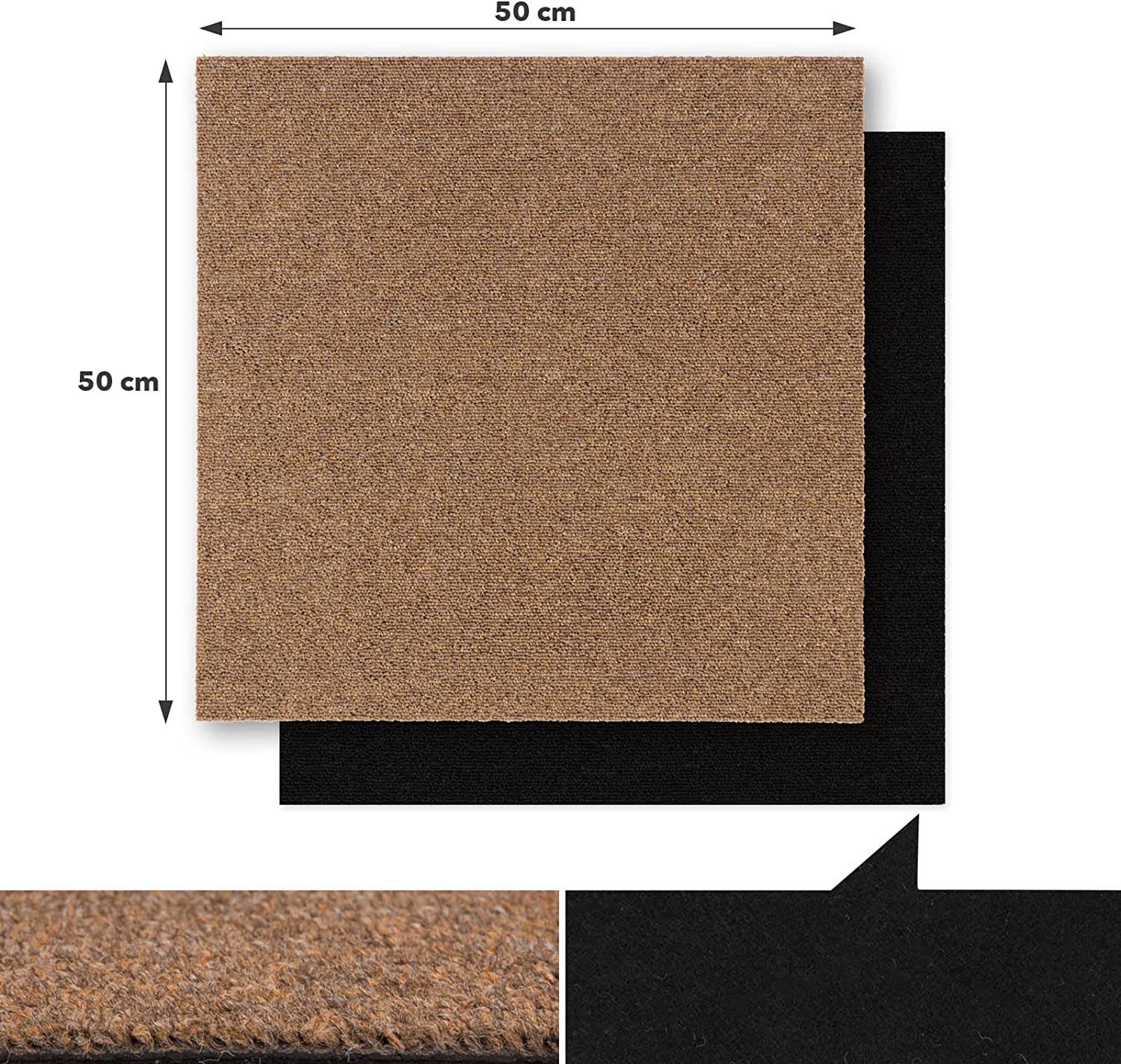 Dalles de moquette autoportantes Moscou, Beige 50 x 50 cm - 3