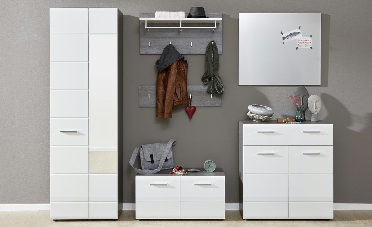 Porte-manteau 4 crochets mélaminé blanc et gris Bezzi - 6