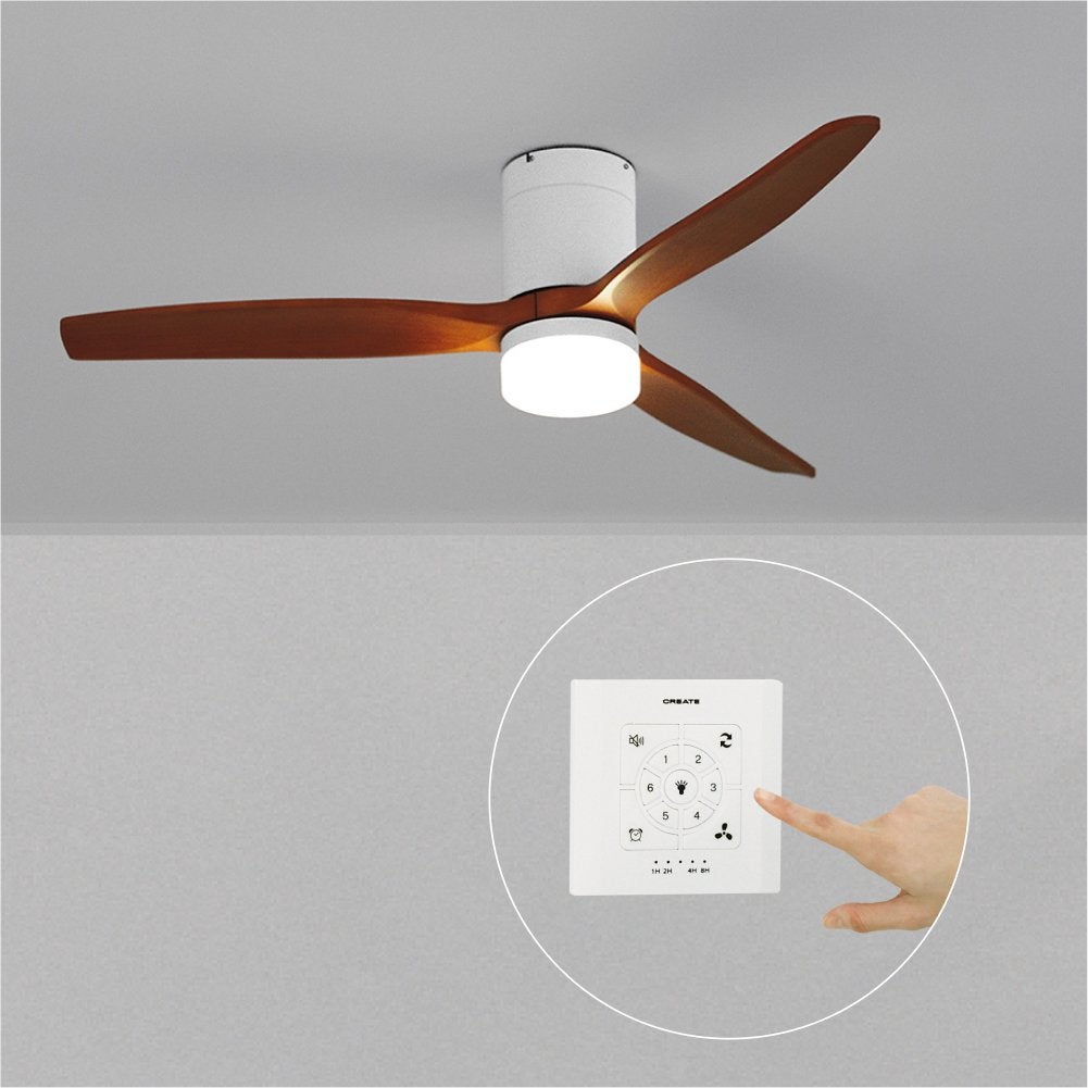CREATE - WIND CALM M - Ventilateur de plafond silencieux 40W avec pales techniques en ABS Ø132cm avec eclaraige avec contrôleur mural - 2