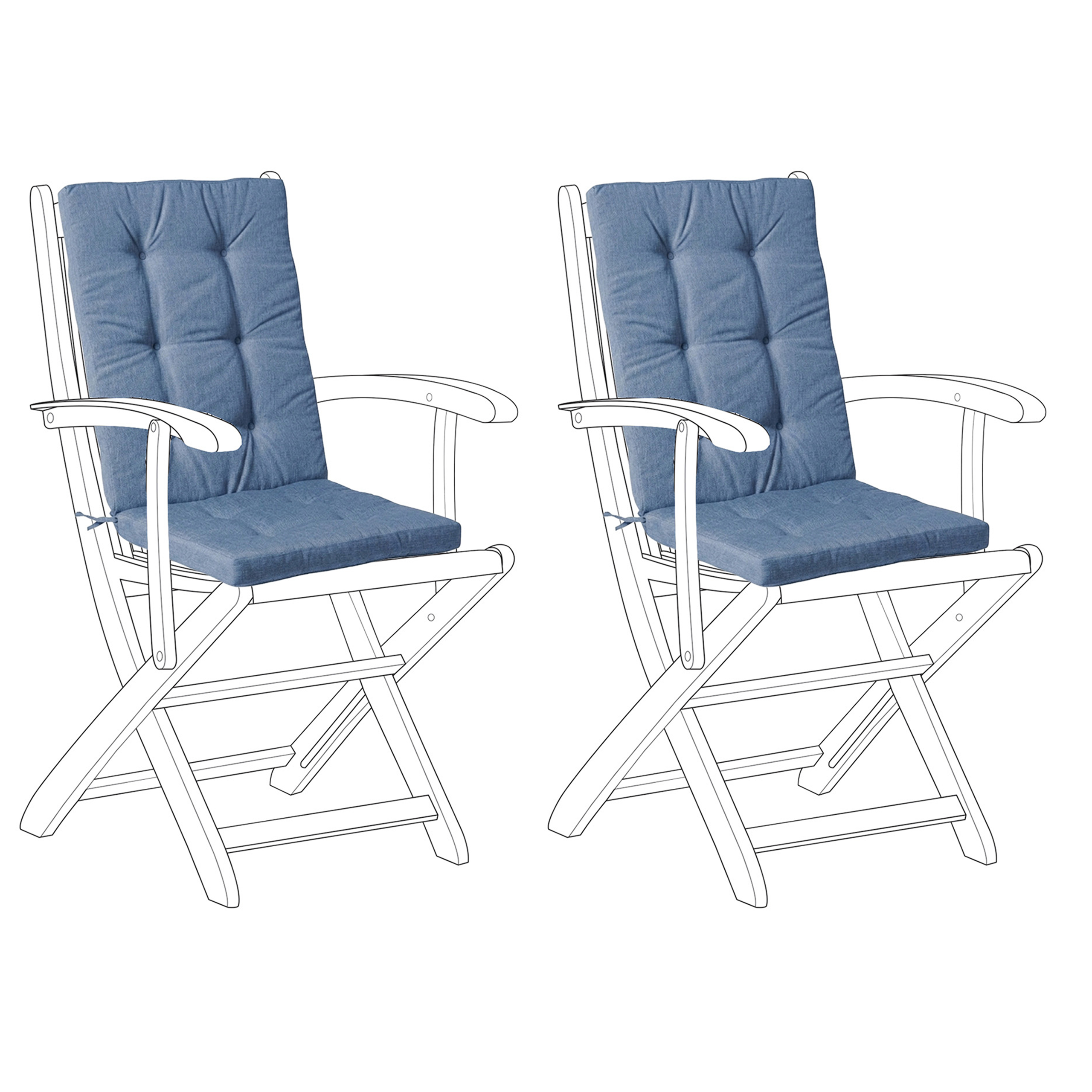 Set de 2 perne pentru spătar/șezut MAUI PREMIUM Albastru 2buc
