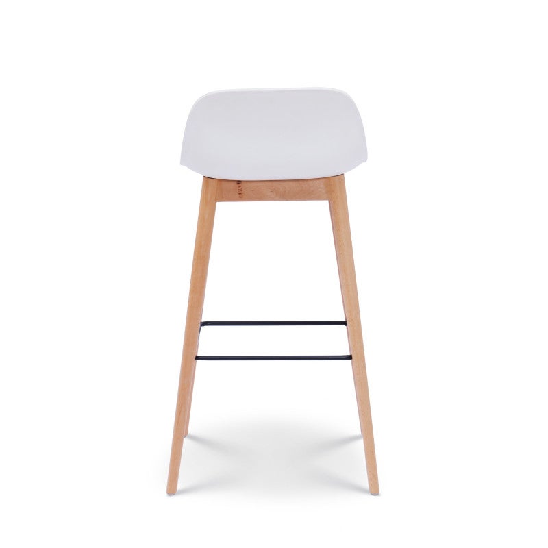 Set de 2 Taburetes de Barra Blancos de Estilo Escandinavo con Patas de Madera Natural - Altura 66 cm - 6