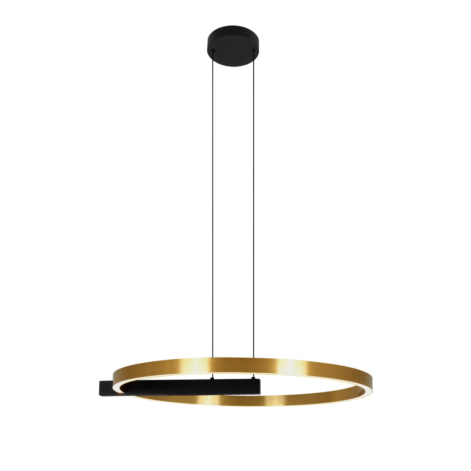 Lampa wisząca LED METIS 36W neutralna 4320lm metal czarno-złota wym:120x60x60cm IP20 Kaja