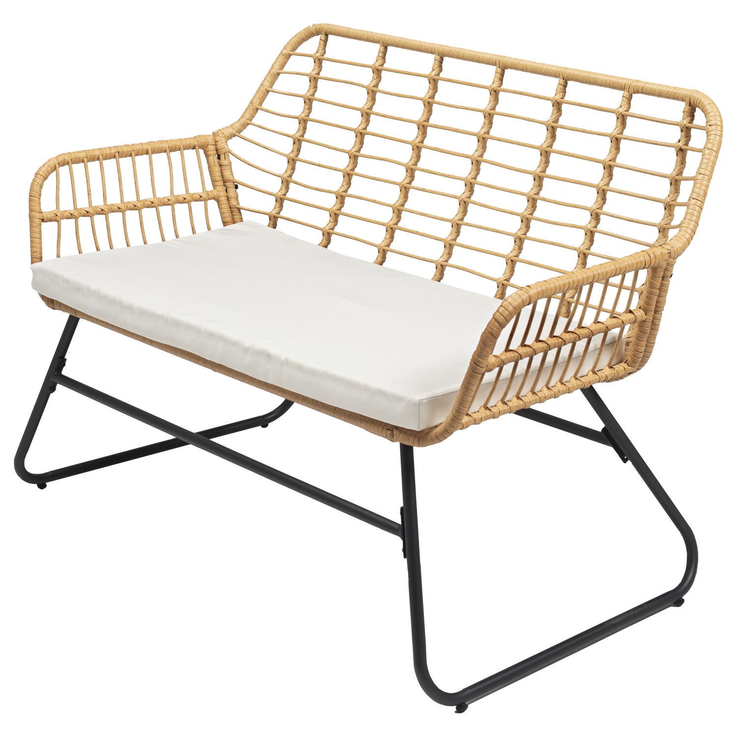 Zestaw mebli ogrodowych TIGA z plecionej żywicy, 4-osobowy - kremowe poduszki - 4