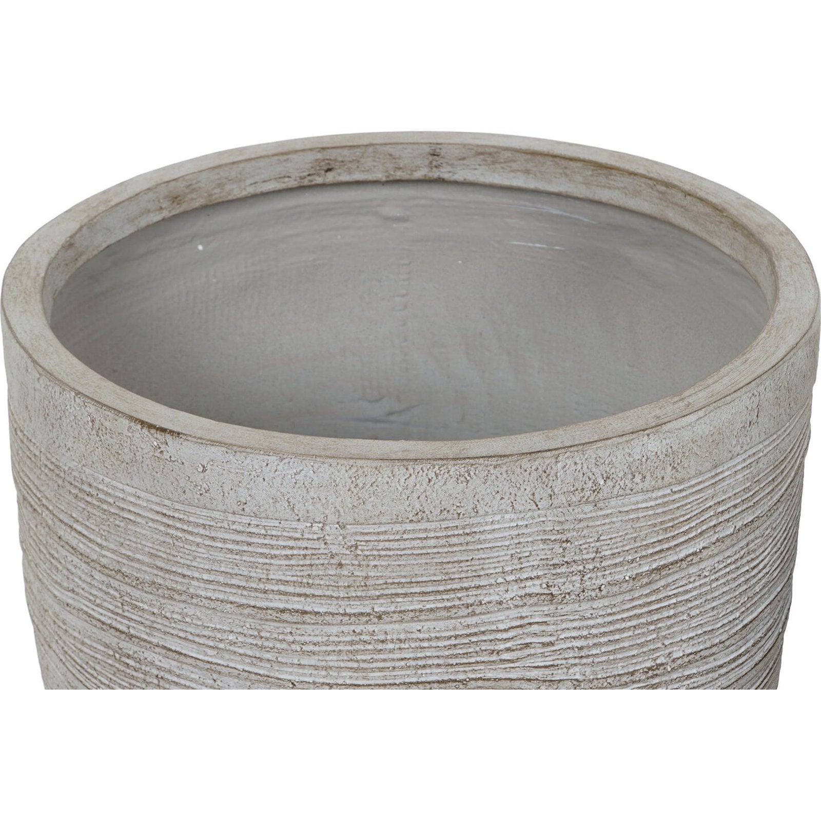 Cache-pot beige moderne en fibre de verre pour terrasse et jardin 45 x 45 x 43,5 cm beige effet pierre naturelle - 3