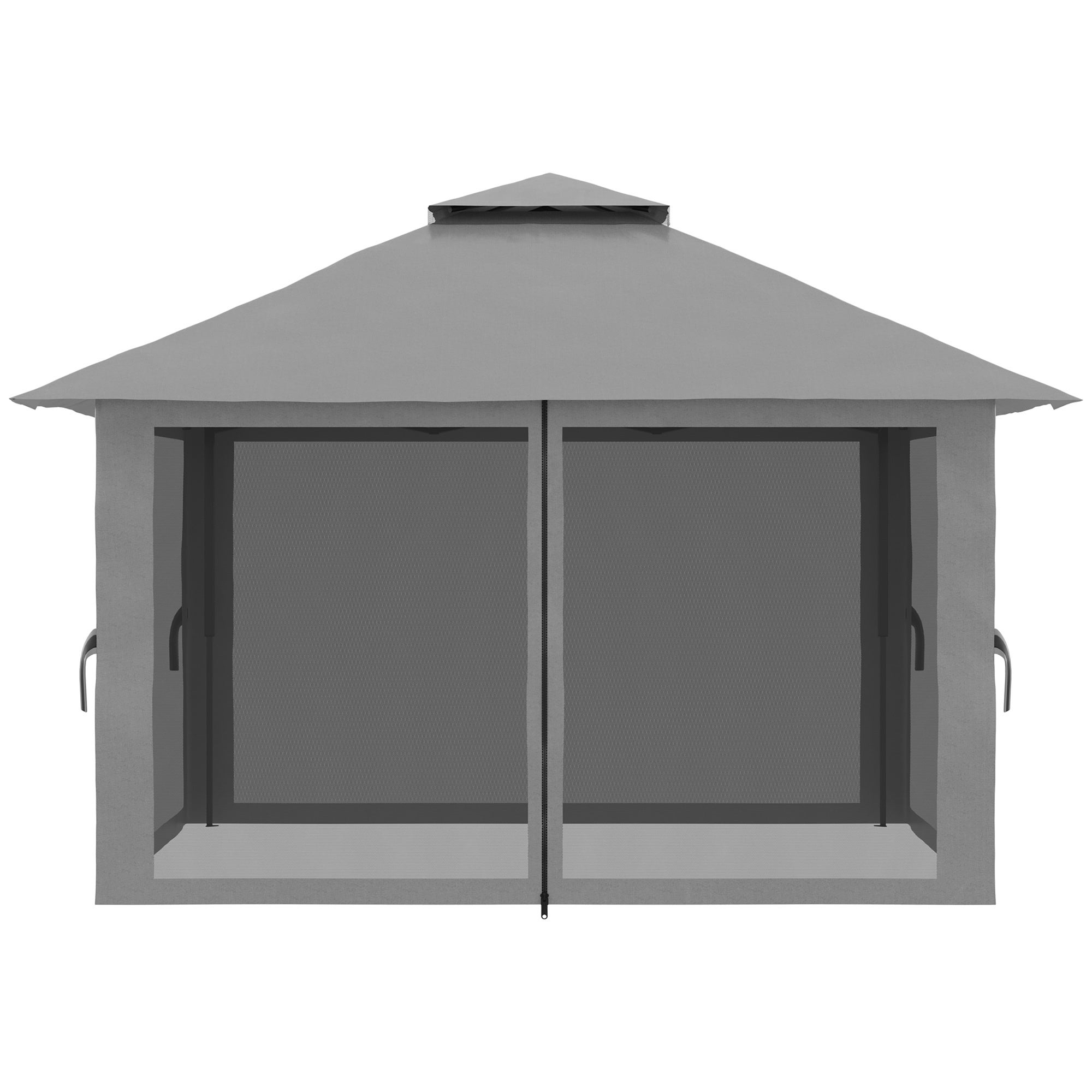 Carpa Plegable Outsunny Metal, Poliéster Gris Oscuro 392x392x283 cm - 5