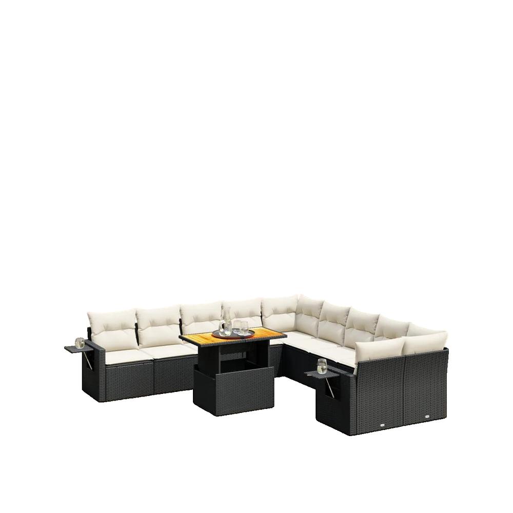 Zestaw mebli ogrodowych vidaXL 11 el. czarny rattan modułowy