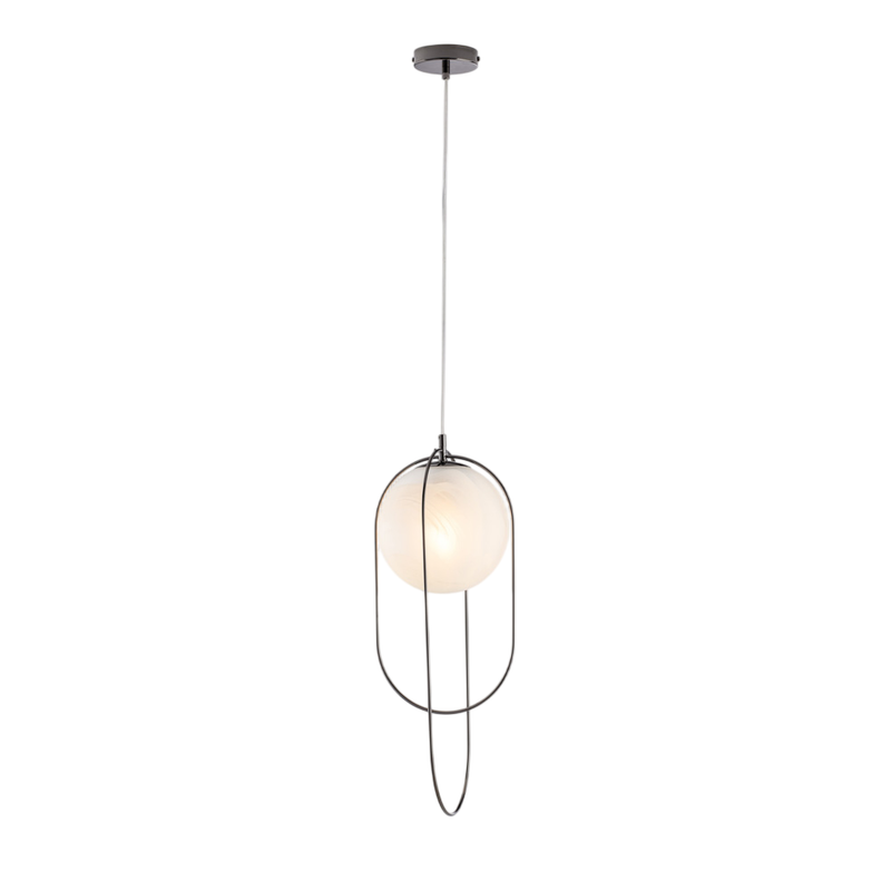 Lampa wisząca Erik z brązowanego żelaza 1 światło z kulą dm.20 156 Ø23 BL277-S1-NR