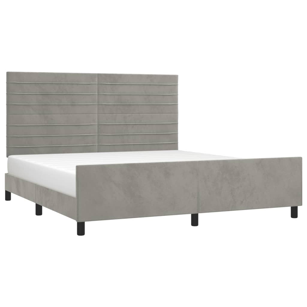 Cadre de lit sans matelas gris clair 160x200 cm velours - 3