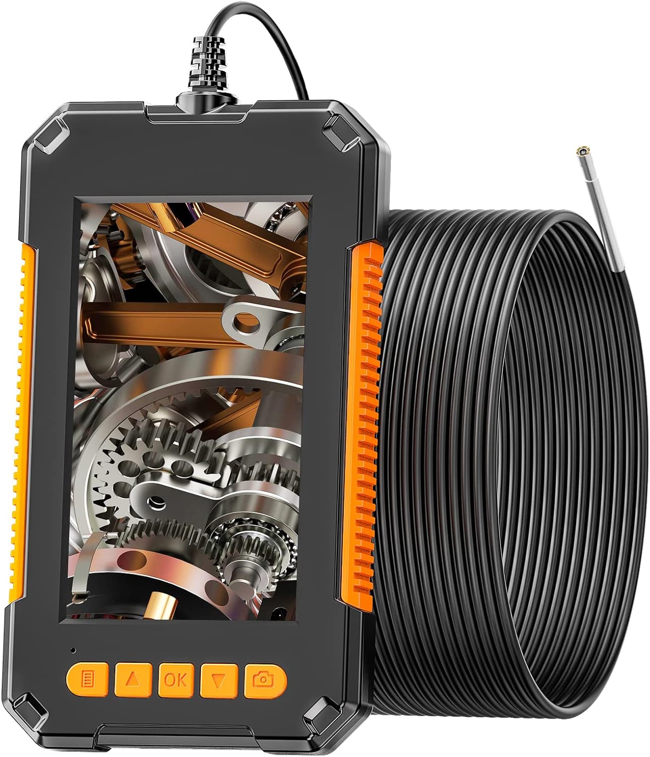 Przemysłowy endoskop, cyfrowy endoskop HD 1080P, ekran 4,3 cala, wodoodporna kamera inspekcyjna 8 mm IP67 z 8 diodami LED, kabel półsztywny, (10