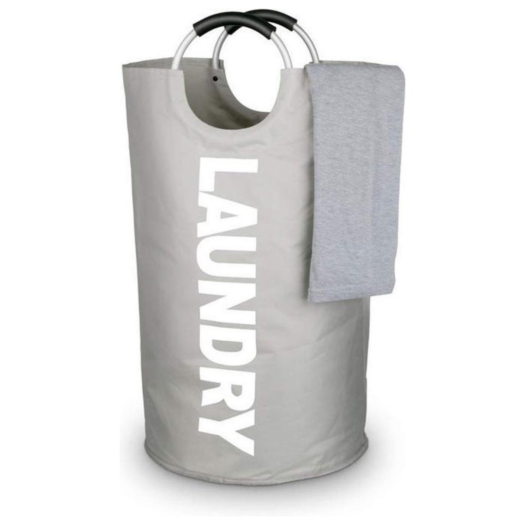 TDR, Sac rotund pentru rufe din material rezistent cu mâner din aluminiu, capacitate aprox. 80L, Gri