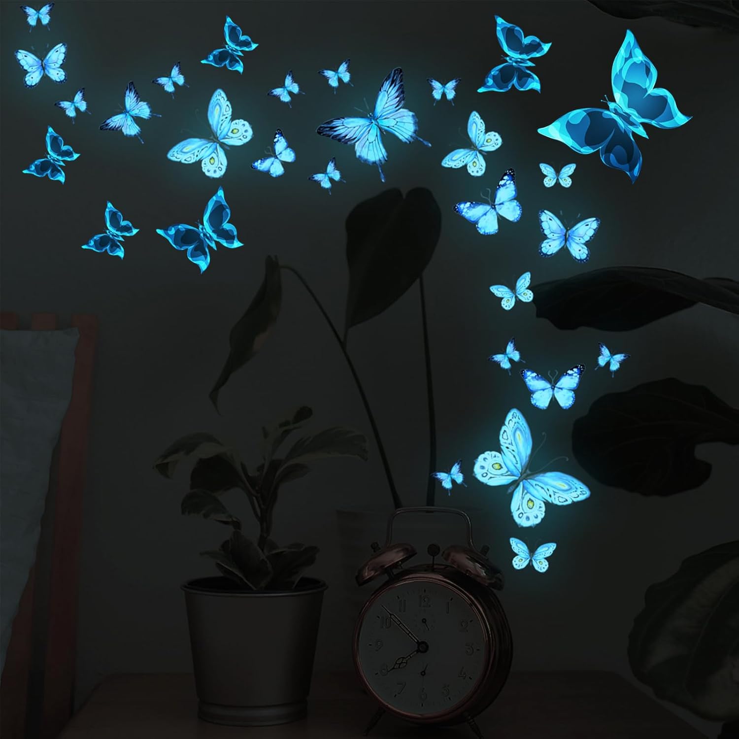 Decorazioni Parete A Farfalla - Set Di 24 Adesivi Riusabili In PVC, Dimensioni Diverse, Colore Celeste Pastello, Per Cameretta E Feste - 3