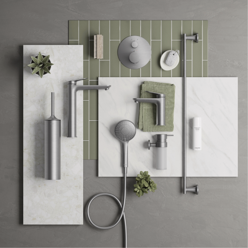 Pommeau de douche 3 jets DURAVIT Universal avec curseur Inox brossé - 2
