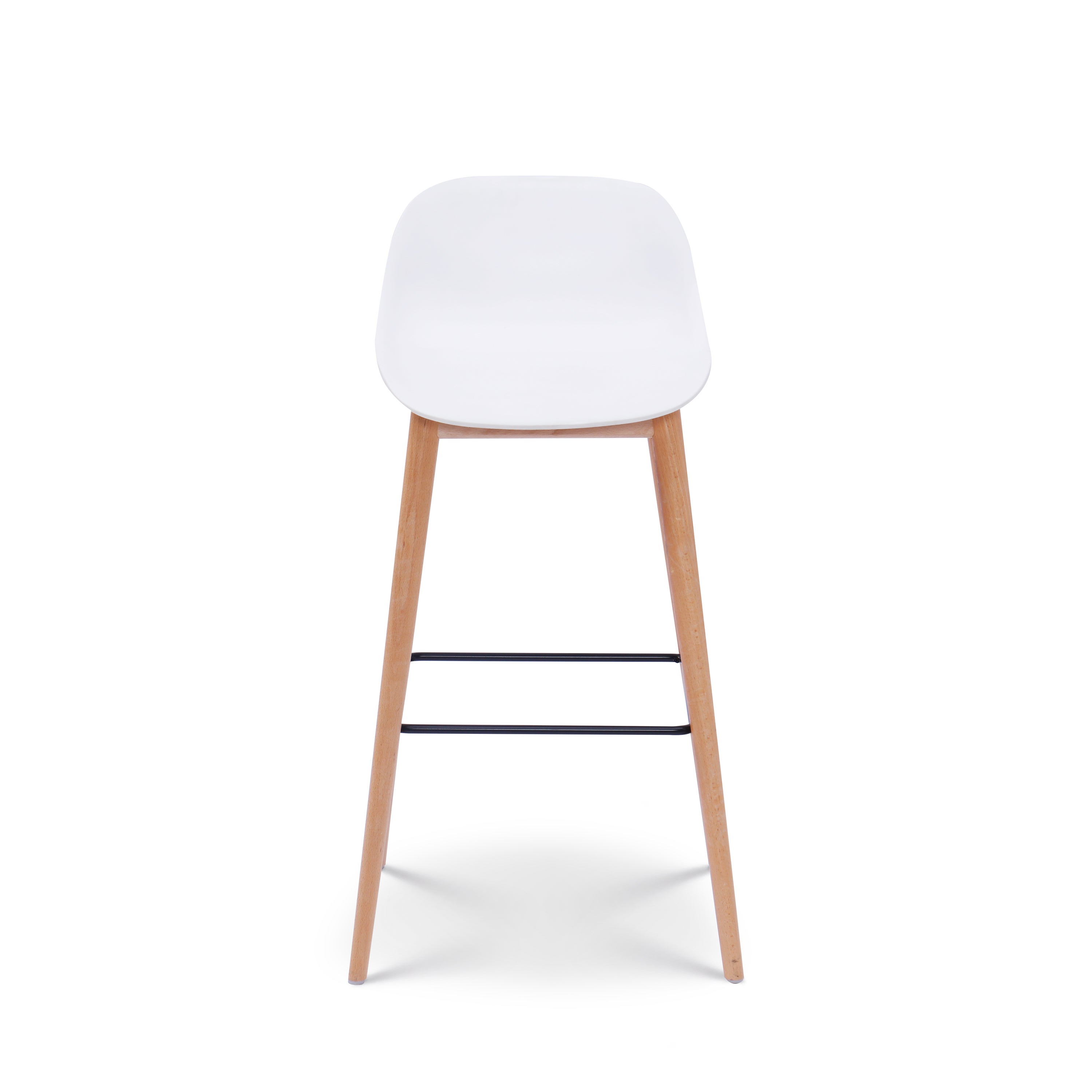 Set de 2 Taburetes de Barra Blancos de Estilo Escandinavo con Patas de Madera Natural - Altura 66 cm - 7