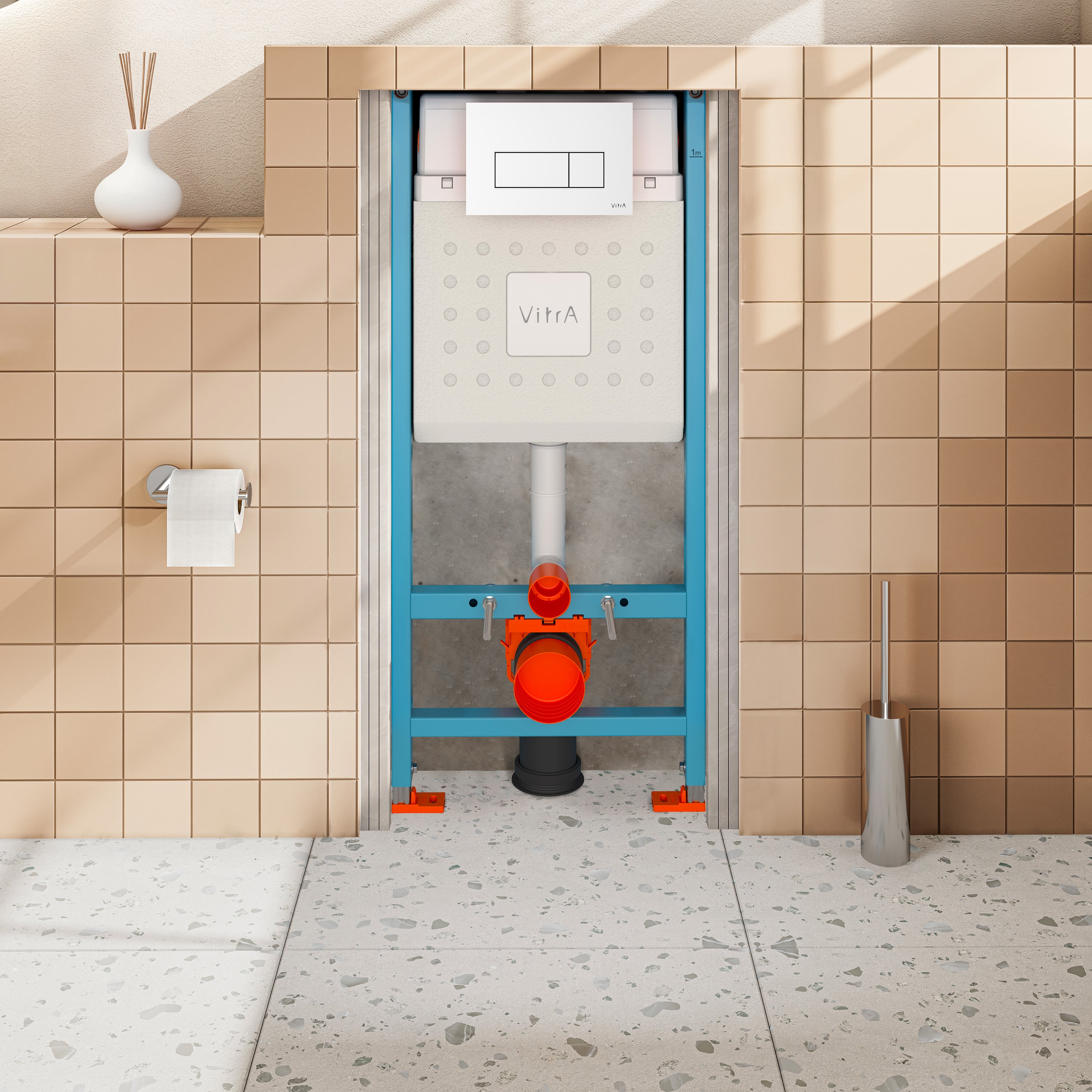 VITRA Pack WC S50 suspendu cuvette carénée et bati support mur porteur avec plaque Blanche - 3