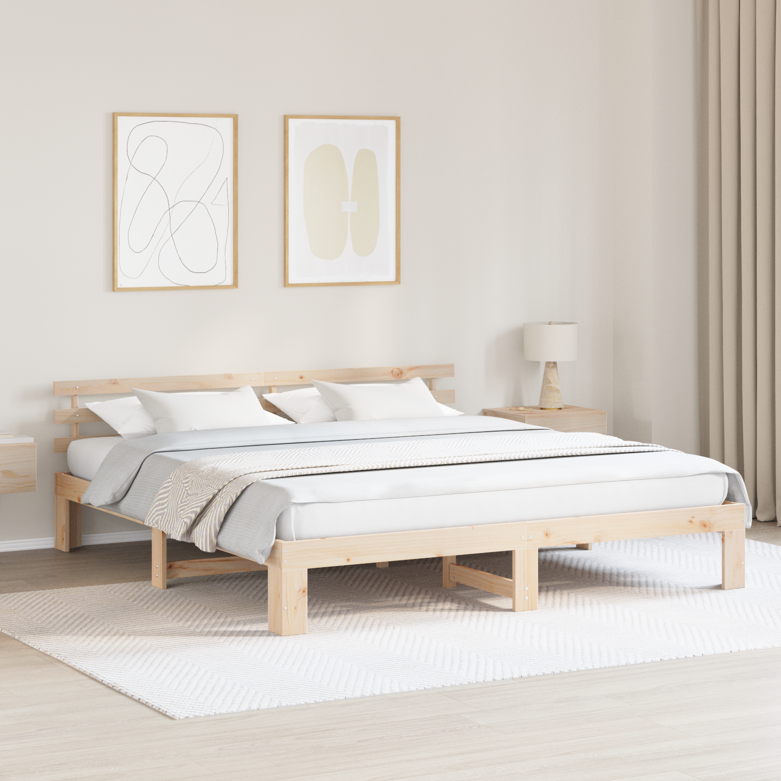Ramka łóżka Naturalny 180 x 200 cm Lite drewno sosnowe vidaXL