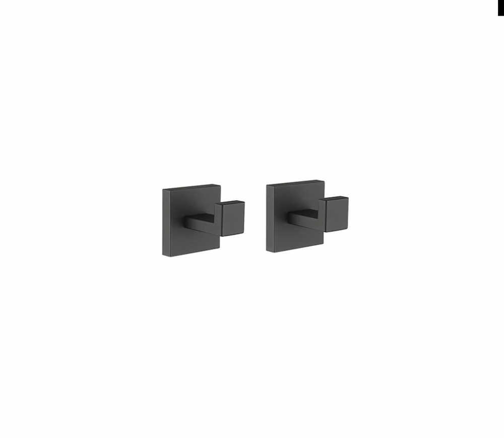 Matowy czarny kwadratowy wieszak ścienny na szlafroki, płaszcze, do łazienki, kuchni, garażu, 2 sztuki, stal nierdzewna