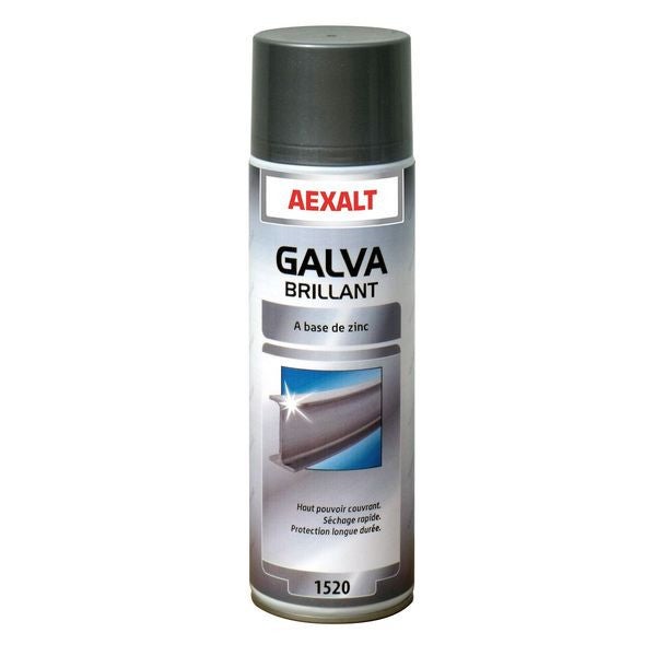 Aérosol galva brillante Porte de douche x 650 ml à base de zinc pur et d'aluminium Aexalt