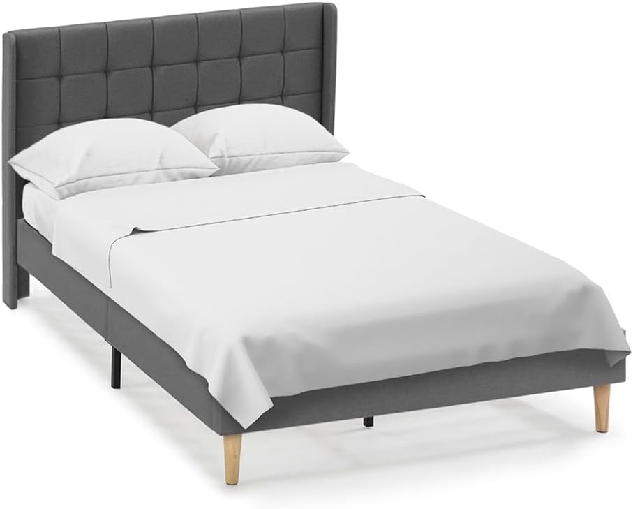 Base Tapizada 135x190 Cm Con Patas Y Láminas De Madera Con Espacio De Almacenaje Bajo La Cama + Colchón Viscoelástico Dream Flex 15 | Leroy Merlin