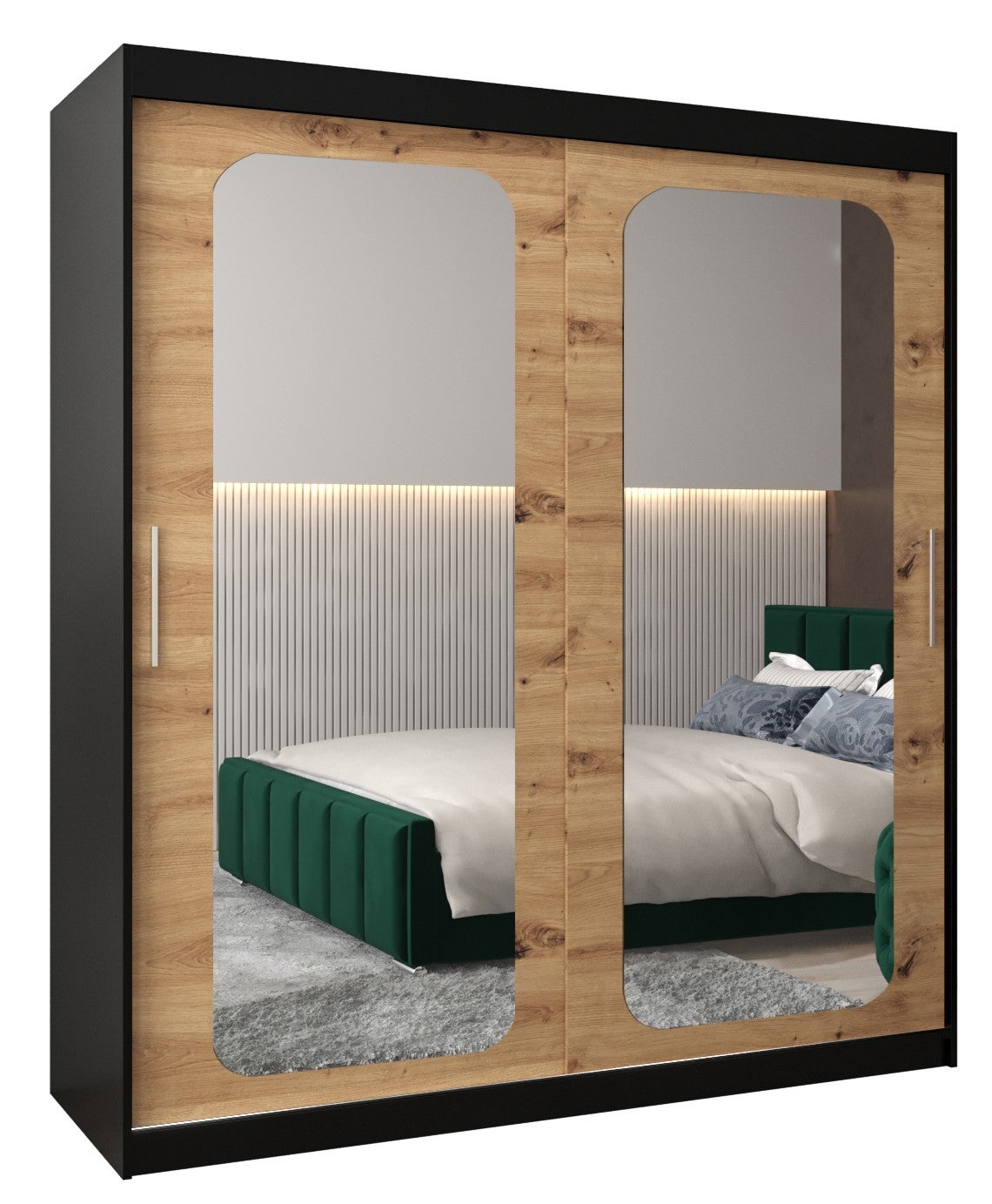 Szafa przesuwna garderoba PROMO T3 180 x 62 x 200 cm Czarny + Artisan - Abiks Meble
