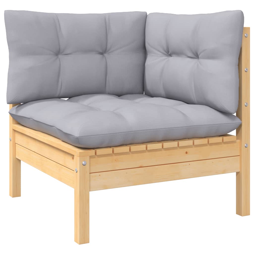 Maison Exclusive - Salon de jardin 3 pcs avec coussins gris Bois de pin solide - 3