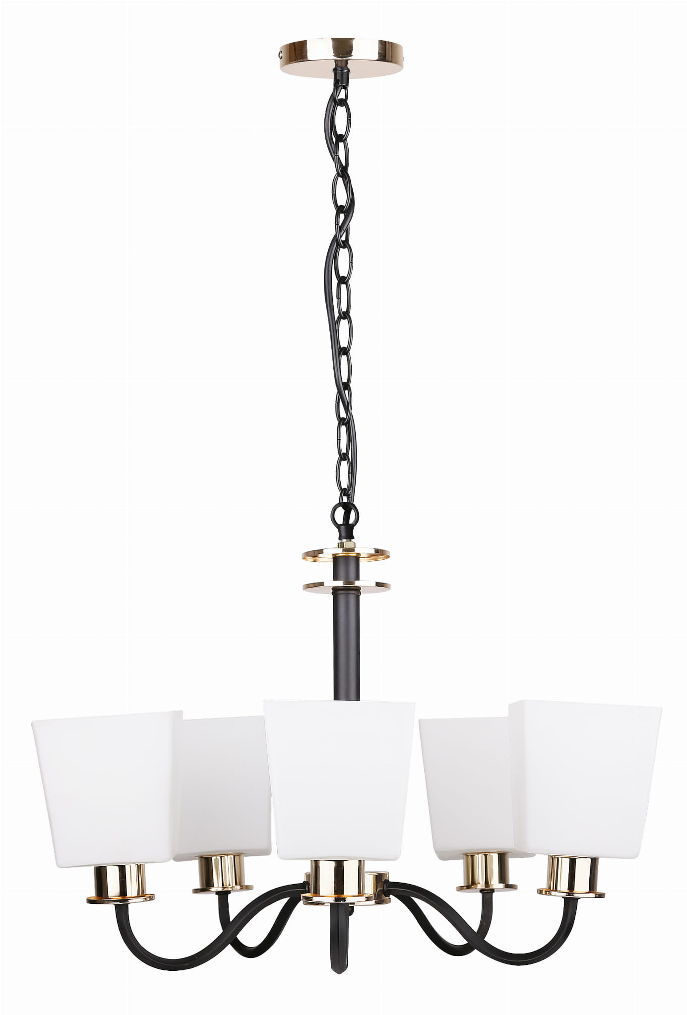 Lampa wisząca Schubert czarno-biała-złota 5xE27x40W wym: 100 x 53 x 53 cm metal Candellux