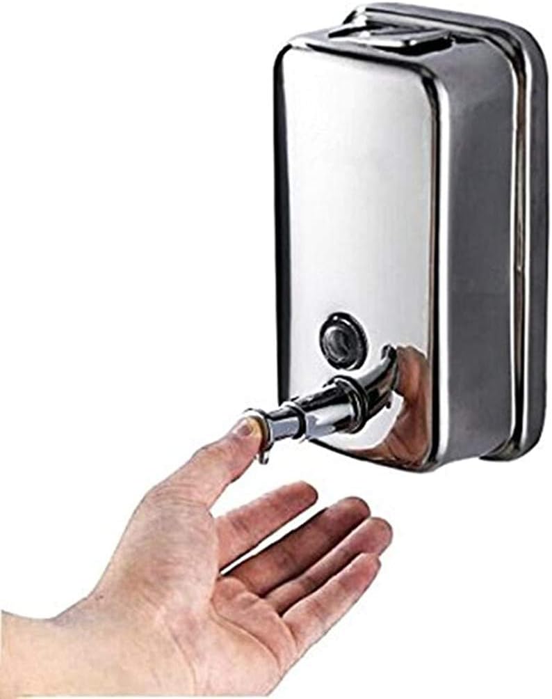 Distributeur de savon liquide mural en acier inoxydable poli de 500 ml pour salle de bain et cuisine - 4