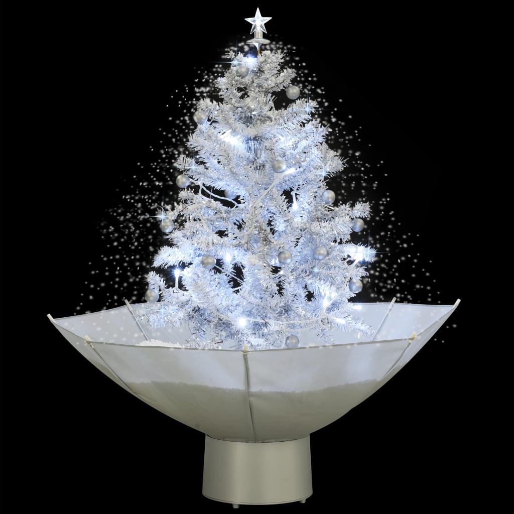 Maison Exclusive - Albero di Natale con Neve e Base a Ombrellone Bianco 75 cm - 3