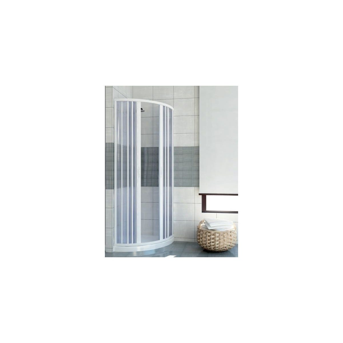 Box doccia 80x80 cm semicircolare a due lati con apertura totale Atene PVC Box doccia 80x80 cm semicircolare a due lati con apertura totale Atene PVC