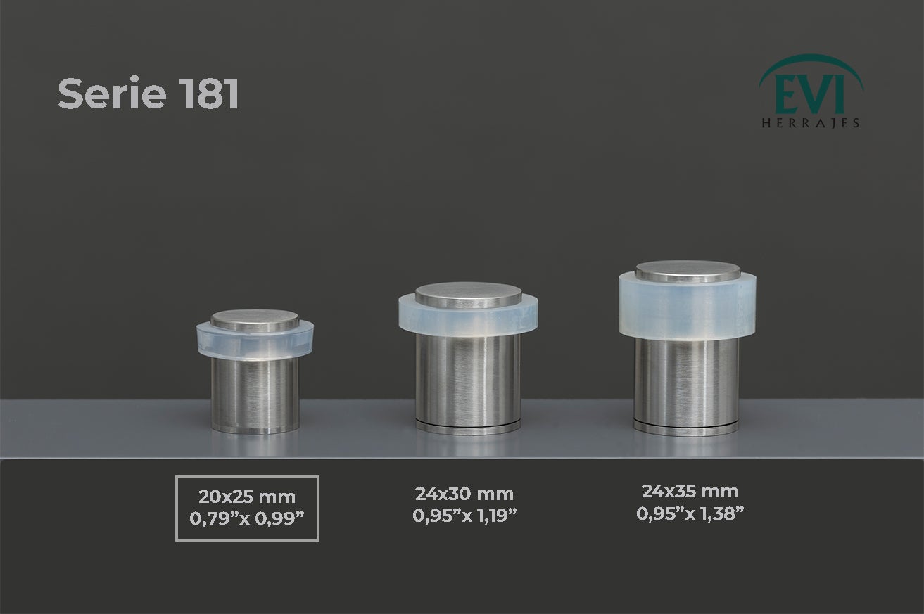 Lot de 4 butées de porte 20 x 25 mm pour sol, acier avec caoutchouc de protection blanc, montage à vis, Herrajes EVI - 5
