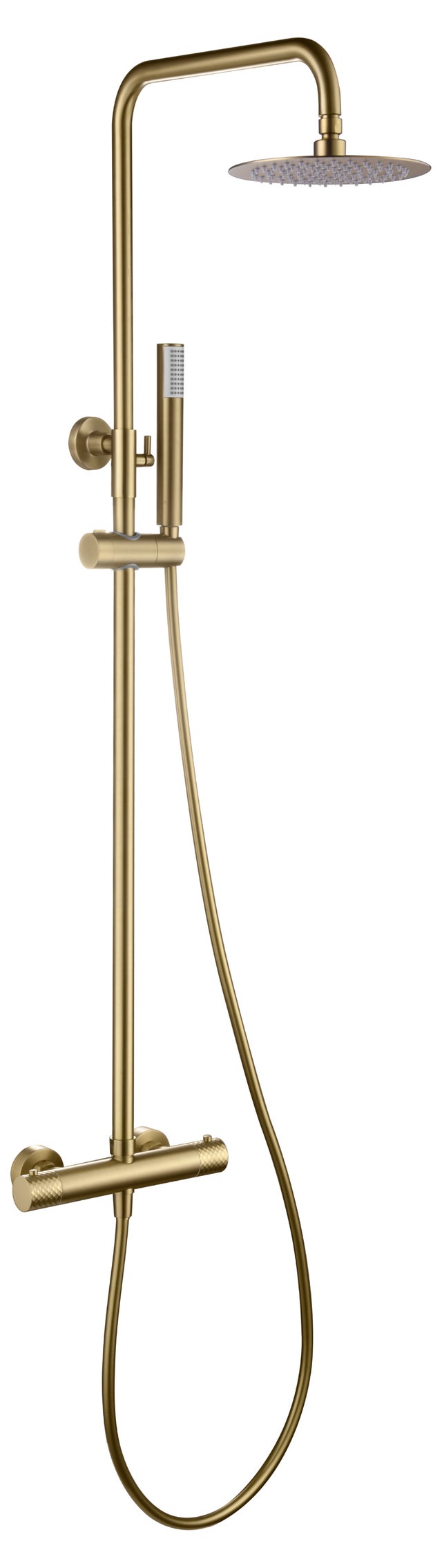Asta doccia termostatica - Rubinetti bagno termostatici - Set barra doccia oro spazzolato con spruzzatore
