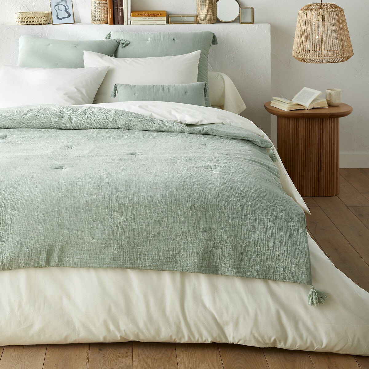 Edredon matelassé gaze de coton, Kumla - Vert de gris - 90 x 190 cm ...