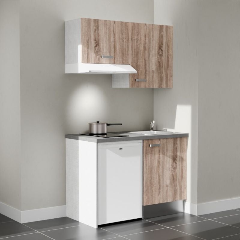 Kitchenette K01L-PT - 120 cm - plan stratifié, évier inox, - Façade ...