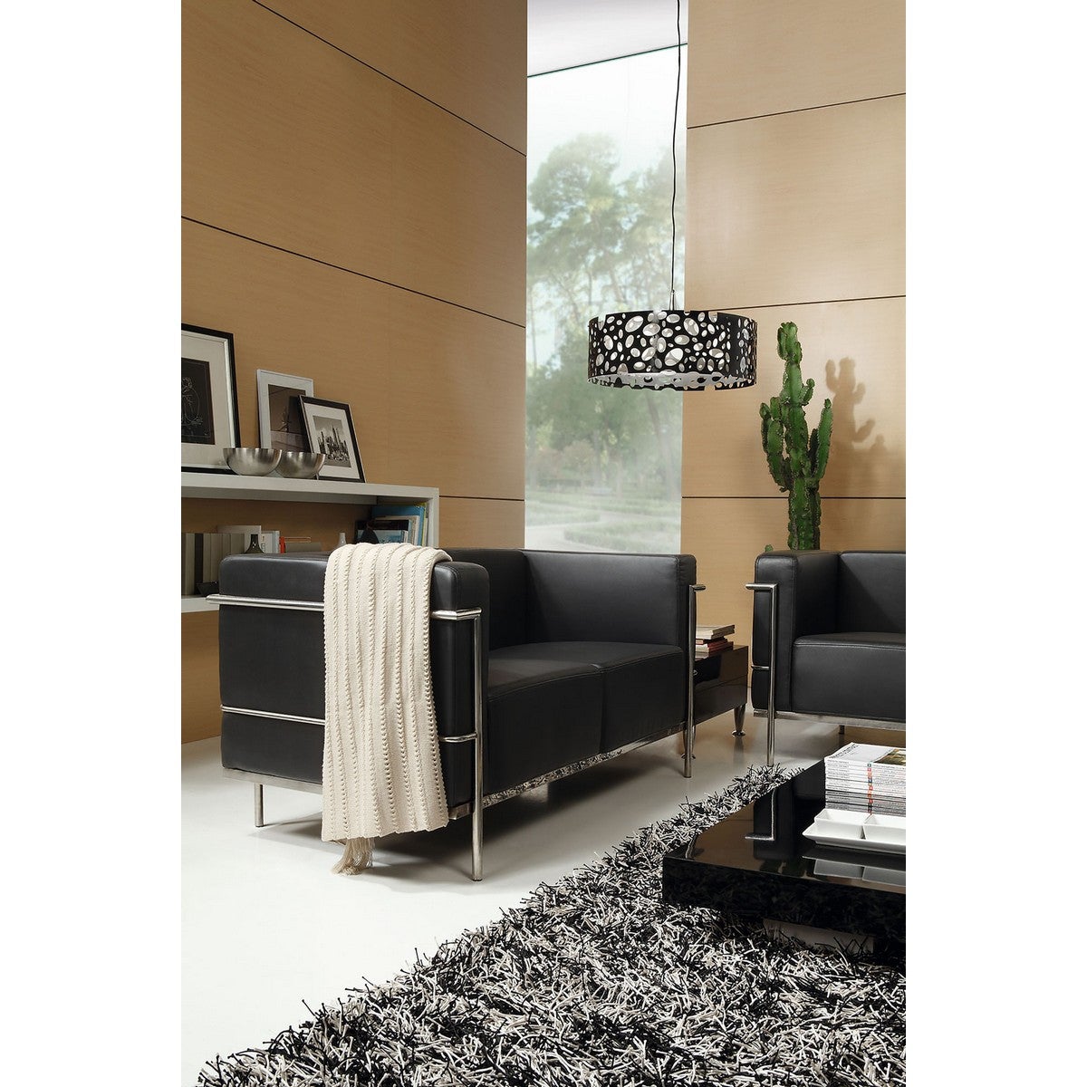 Suspension Lupin 4 Ampoules E27, noir brillant/arylique blanc/chrome poli - 3