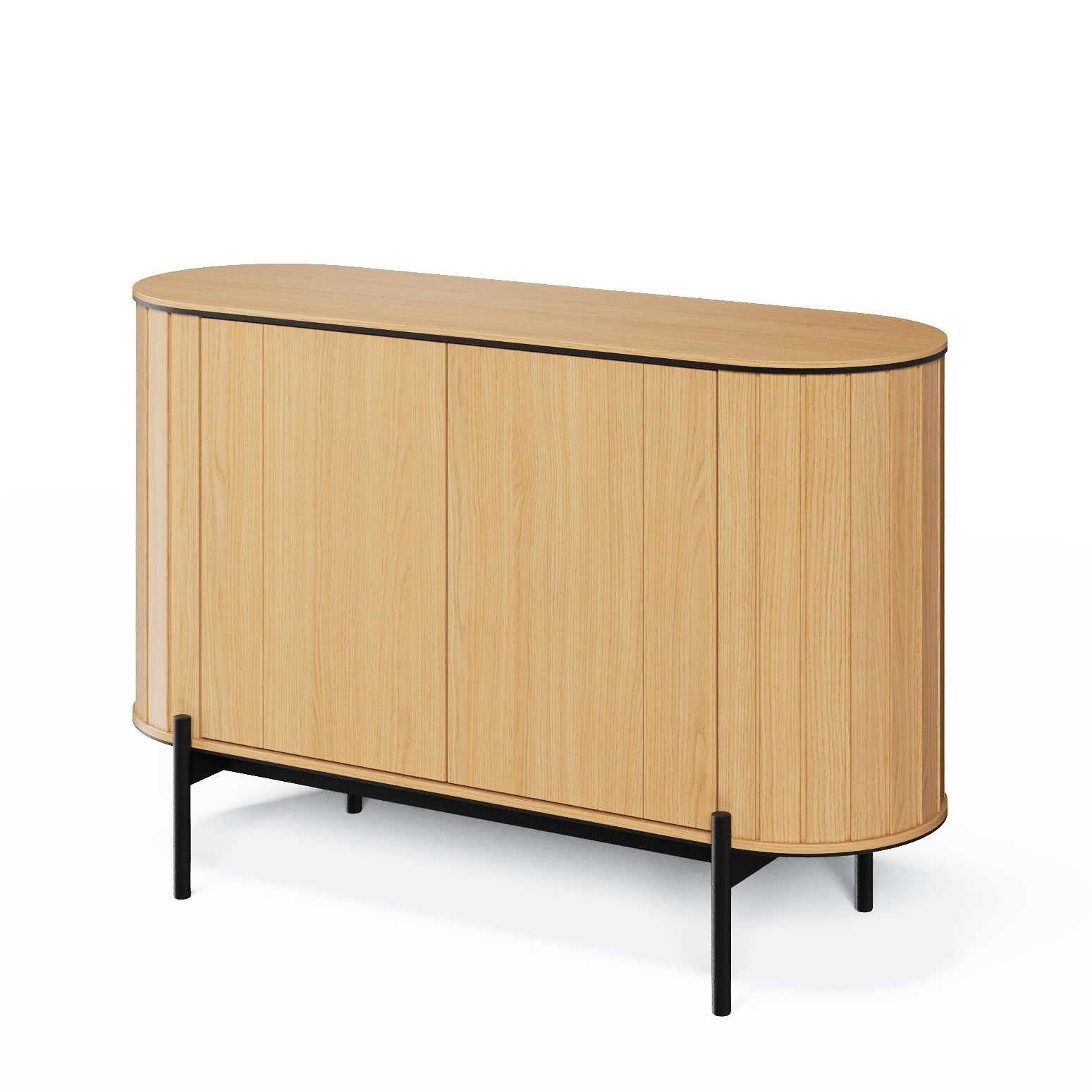 Komoda ROTTO 2-drzwiowa z zaokrąglonymi bokami na czarnych nóżkach – nowoczesny design