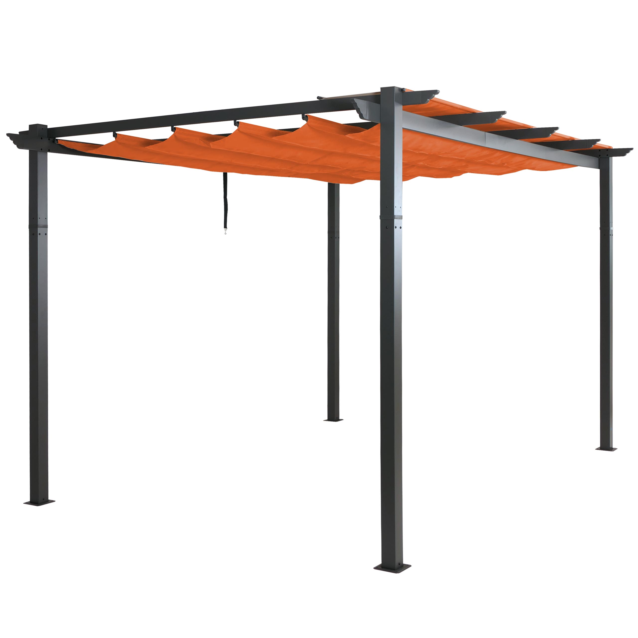 Pergola aluminiowa HWC-N93, pawilon ogrodowy altana ogrodowa, stabilna rama 8cm rozsuwany dach UV50+ 3x4m ~ terakota