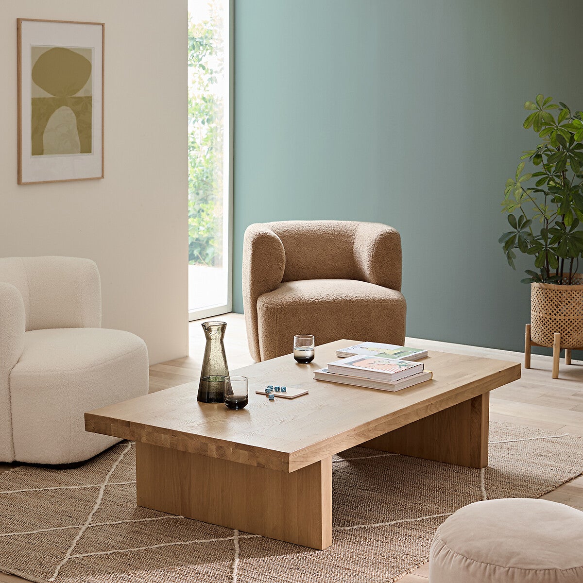 Table Basse Palma HOMN LIVING Chêne Bois Massif - Design Élégant Et Robuste 100x60x45cm